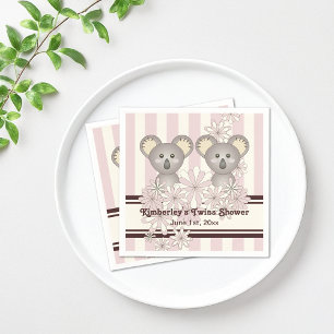 Roze Koala Twin Meisje Baby shower / Kinderen Verj Servet