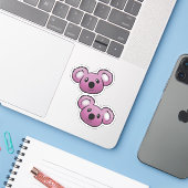 Roze koalas sticker (Laptop met iPhone)