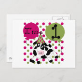 Roze Koe 1ste verjaardag overhemden en cadeaus Briefkaart (Voorkant / Achterkant)