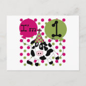 Roze Koe 1ste verjaardag overhemden en cadeaus Briefkaart (Voorkant)