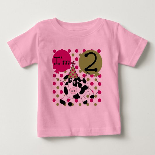 Roze Koe 2e Verjaardag T-shirts en geschenken (Voorkant)