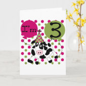 Roze Koe 3e verjaardag overhemden en cadeaus Kaart (Gele Bloem)