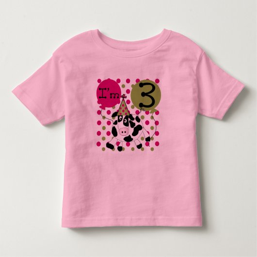 Roze Koe 3e verjaardag overhemden en cadeaus Kinder Shirts (Voorkant)