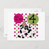 Roze Koe 4e Verjaardag Tshirts en geschenken Briefkaart (Voorkant / Achterkant)
