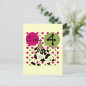 Roze Koe 4e Verjaardag Tshirts en geschenken Briefkaart (Staand voorkant)