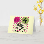 Roze Koe 4e Verjaardag Tshirts en geschenken Kaart (Gele Bloem)