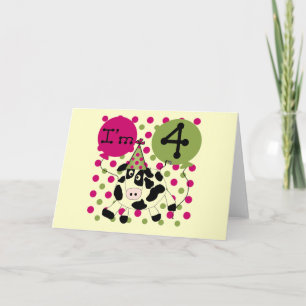 Roze Koe 4e Verjaardag Tshirts en geschenken Kaart