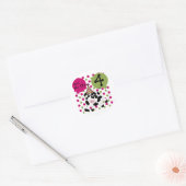 Roze Koe 4e Verjaardag Tshirts en geschenken Ronde Sticker (Envelop)