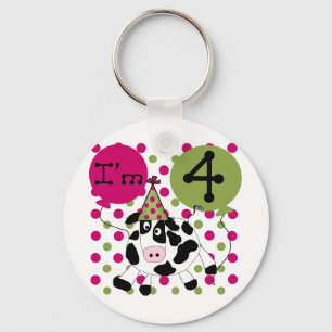 Roze Koe 4e Verjaardag Tshirts en geschenken Sleutelhanger