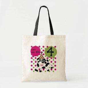 Roze Koe 4e Verjaardag Tshirts en geschenken Tote Bag