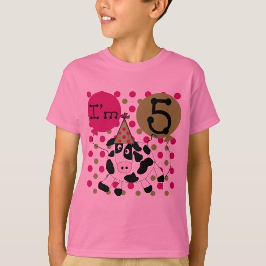 Roze Koe 5e Verjaardag Tshirts en geschenken (Voorkant)