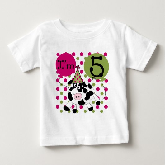 Roze Koe 5e Verjaardag Tshirts en geschenken (Voorkant)