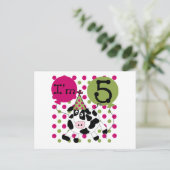Roze Koe 5e Verjaardag Tshirts en geschenken Briefkaart (Staand voorkant)