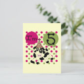 Roze Koe 5e Verjaardag Tshirts en geschenken Briefkaart (Staand voorkant)