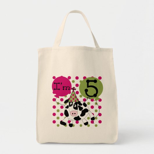 Roze Koe 5e Verjaardag Tshirts en geschenken Tote Bag (Voorkant)