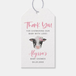 Roze Koe Baby shower Cadeaulabel