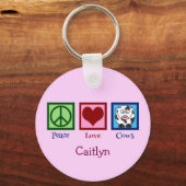 Roze Koe Cute Custom Sleutelhanger (Voorkant)