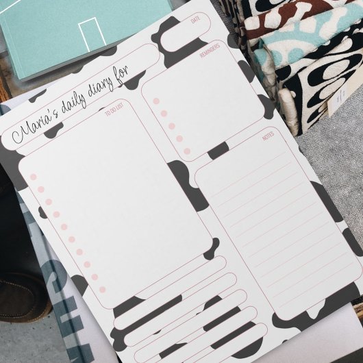 Roze Koe dagelijkse planernotities en lijst doen Notitieblok