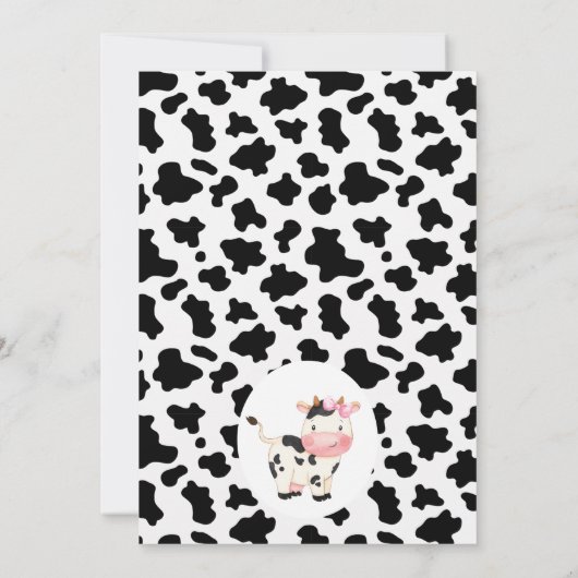 Roze Koe Druk Roze Floral Foto Birthday Kaart (Achterkant)