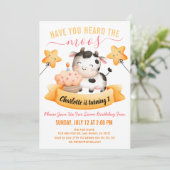 Roze Koe Eerste verjaardag afdrukken hebben de mee Kaart (Staand voorkant)