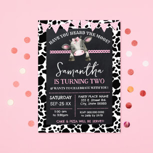 Roze Koe Heb je de Moos Birthday gehoord? Kaart