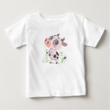 Roze koe met bloemen Cute dier kunstprint