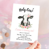Roze Koe met Koe drukuitnodiging Kaart