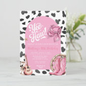 Roze Koe Patroon Westerne Rustieke Cowgirl Verjaar Kaart (Staand voorkant)