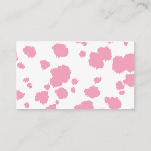 Roze Koe Print Luier Raffle Ticket Informatiekaartje (Achterkant)