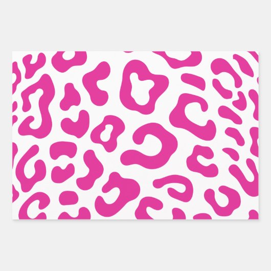 roze koe print pastel leopard dierpatroon inpakpapier vel (Voorkant)