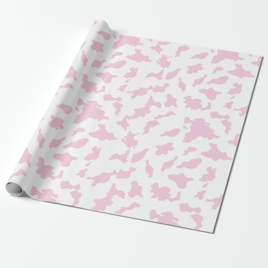 Roze Koe Print Wrapping Paper Cadeaupapier (Uitgerold)