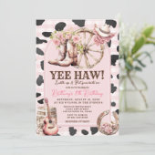 Roze Koe Skin Cowgirl Western 1e verjaardag Kaart (Staand voorkant)