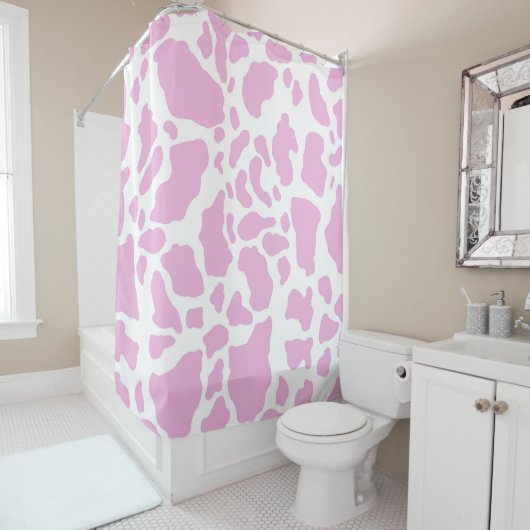 Roze Koe spots Dierlijk afdrukpatroon Douchegordijn (In situ)