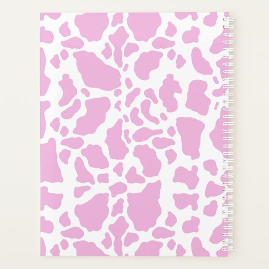 Roze Koe spots Dierlijk afdrukpatroon Planner (Achterkant)