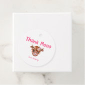 Roze Koe Theme Birthday Party Bedankjes Labels (In situ)