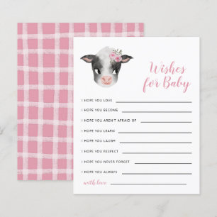 Roze Koe Wensen voor Baby Kaart