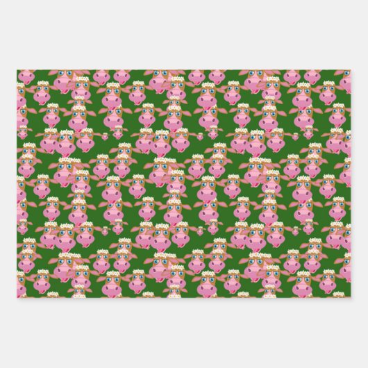 Roze Koeien Inpakpapier Vel (Voorkant)