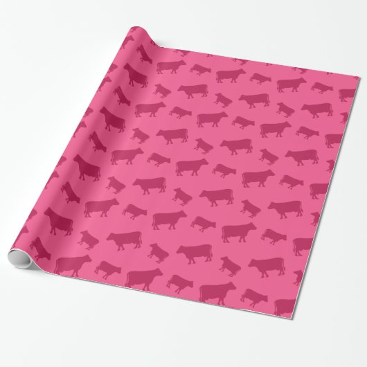 Roze koeienpatroon cadeaupapier (Uitgerold)