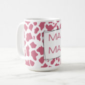 Roze koeienprint “MAMA” Koffiemok (Voorkant links)