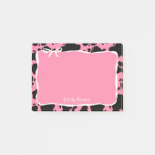 Roze koeienprint & witte strik met jouw naam post-it® notes (Voorkant)
