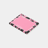 Roze koeienprint & witte strik met jouw naam post-it® notes (Schuin)