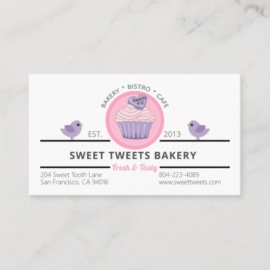 Roze koekbakkerij visitekaartje (Voorkant)