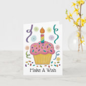 Roze koekje Birthday - Aangepast op maat Kaart (Gele Bloem)