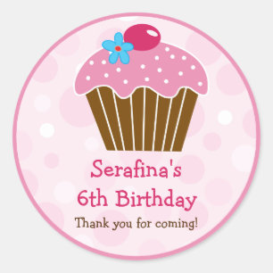 Roze koekje Birthday Gift Sticker