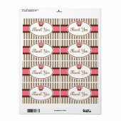 Roze koekje Dank je etiketten (Full Sheet)