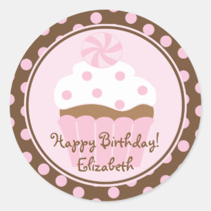 Roze koekje Happy Birthday Sticker