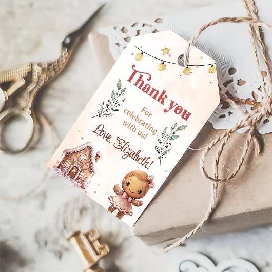 Roze Koekje Kerstmis Verjaardagsfeestje Cadeaulabel