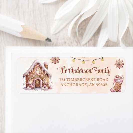 Roze Koekje Kerstmis Verjaardagsfeestje Etiket (Insitu)