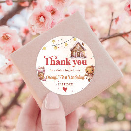 Roze Koekje Kerstmis Verjaardagsfeestje Favor Stic Ronde Sticker