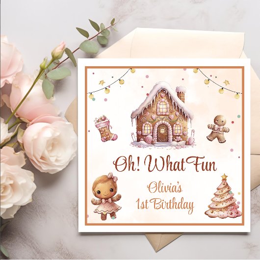 Roze Koekje Kerstmis Verjaardagsfeestje Servet